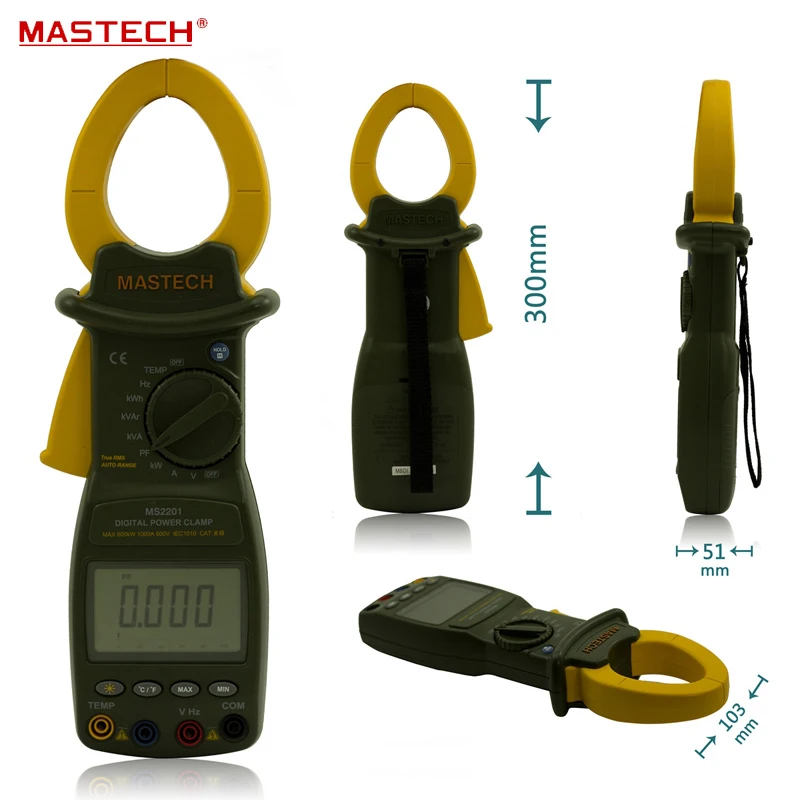 MS2201 True RMS Авто Диапазон Цифровой измеритель мощности с зажимом ваттметр Мощность