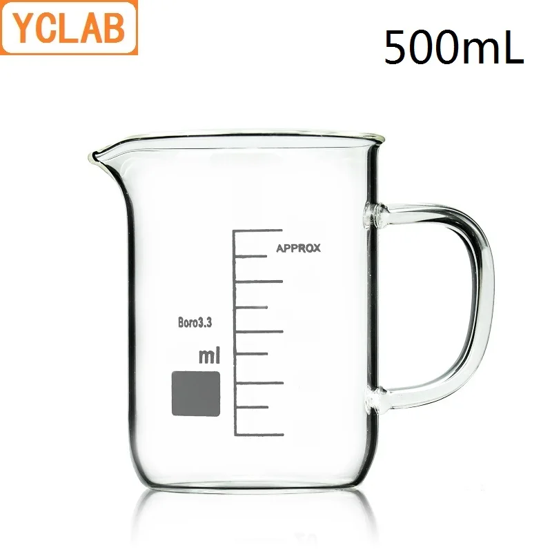 Стакан YCLAB 500 мл низкопрофильный из боросилированного стекла 3 с выпускной ручкой