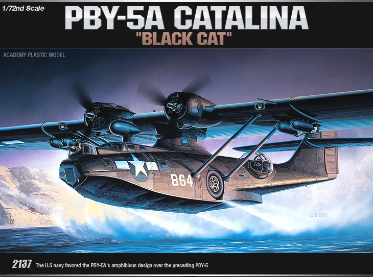 Академия 12487 масштаб 1/72 PBY-5A CATALINA черная кошка пластиковый набор для