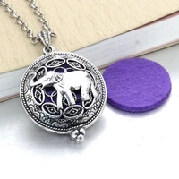 1pc aroma open antique vintage locket pendant perfume essential oil aromatherapy diffuser necklace elephant necklace
