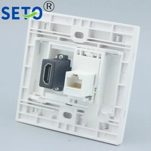Настенная лицевая пластина RJ45 Cat5e LAN линейная + HDMI настенная розетка |