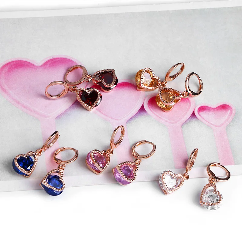 OCESRIO Роскошные серьги из розового золота 585 пробы с камнями модные висячие
