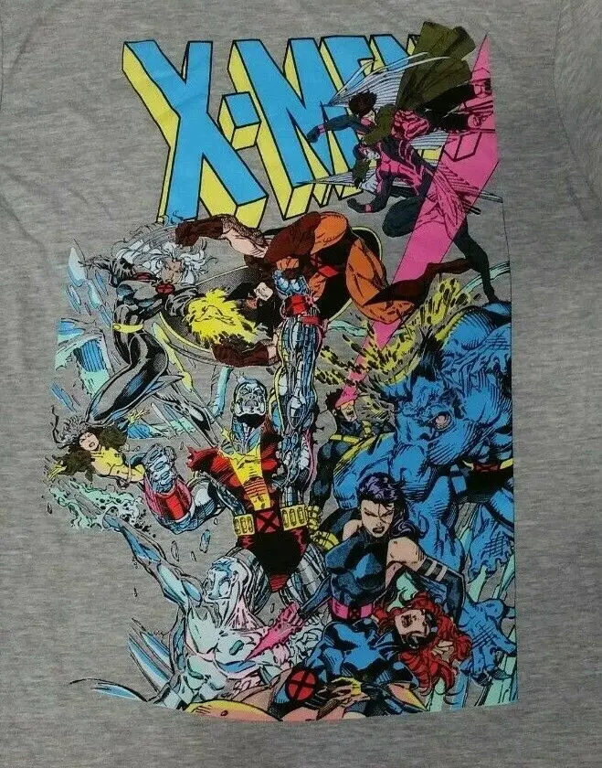 Футболка X-men в стиле комиксов Marvel, графическая Футболка серого цвета, Повседневная Футболка NWT, Мужская футболка с коротким рукавом и рисунком размера плюс