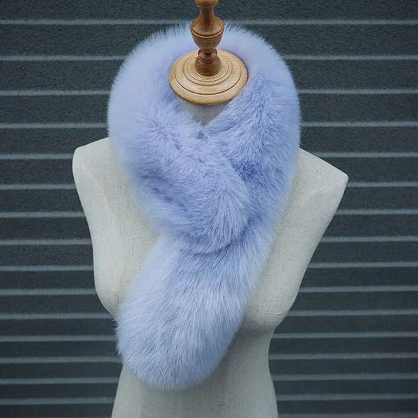 light blue Узор, имитация меха лисы, шерсть, мех, утолщенный зимний комплект, подходит ко всему, прямоугольный шарф - Цвет: light blue