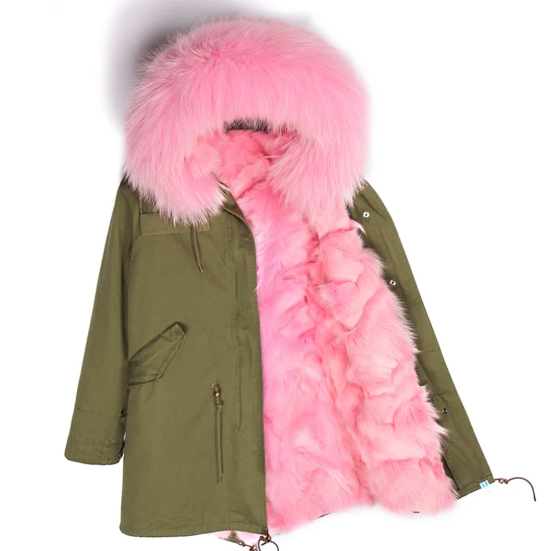8 fox fur liner Длинная парка, зимняя куртка для женщин, пальто из натурального меха енота, воротник из лисьего меха, верхняя одежда, повседневная одежда - Цвет: 8 fox fur liner