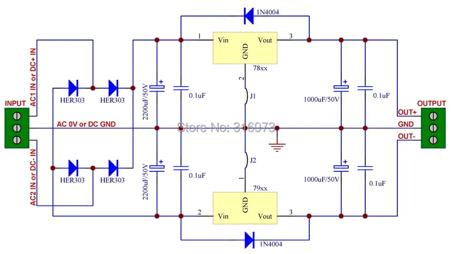 

Positive and Negative +/-18V DC Voltage Regulator Module Board, High Quality