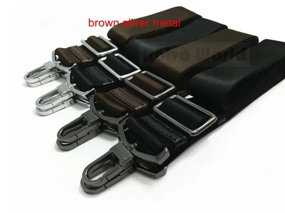 brown silver metal 38 мм широкий толстый нейлоновый ремень мощный аксессуар, мужские сумки длинный плечевой ремень, сменный мужской портфель сумка на ремне сумка для ноутбука ремень - Цвет: brown silver metal