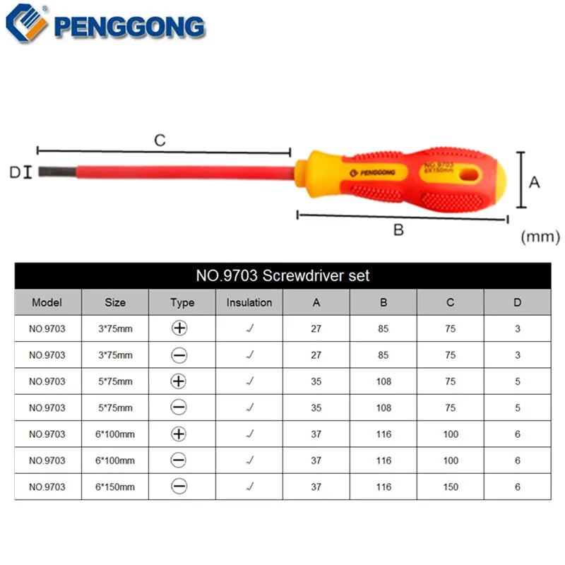 Набор отверток pengong 7 шт. изолированные отвертки с магнитным электриком ремонт