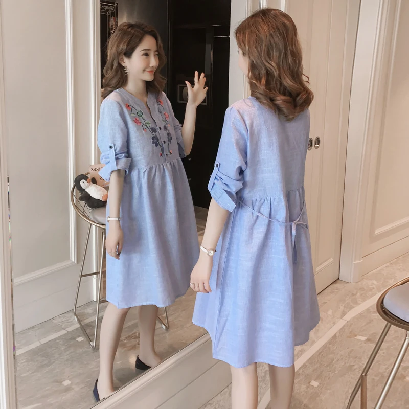 Женское винтажное платье с цветочной вышивкой повседневное длинное в полоску