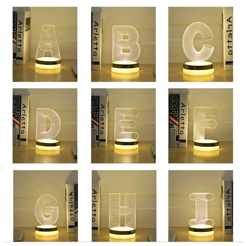 Новинка освещение Буква W 3D LED лампа ребенка ночник decorationg спальня Luminaria usb
