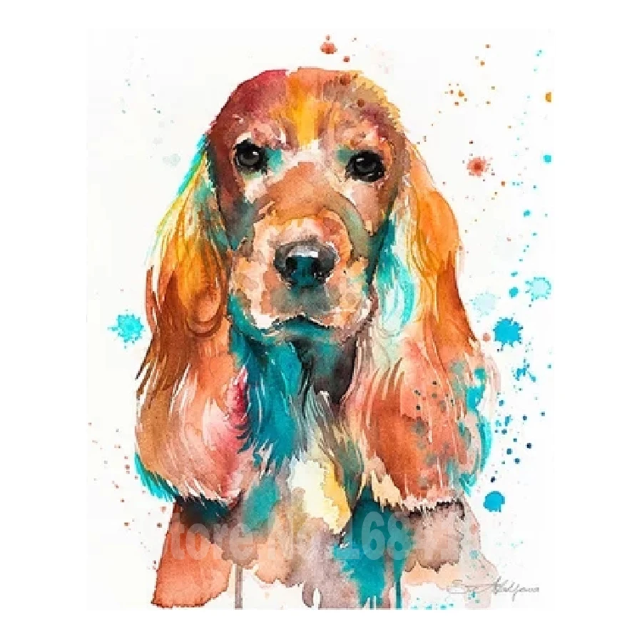 

English Cocker Spaniel,Full,Diamond Embroidery,5D,Diamond Painting Cross Stitch dog 3D,Diamond Mosaic patterns,Needlework B477