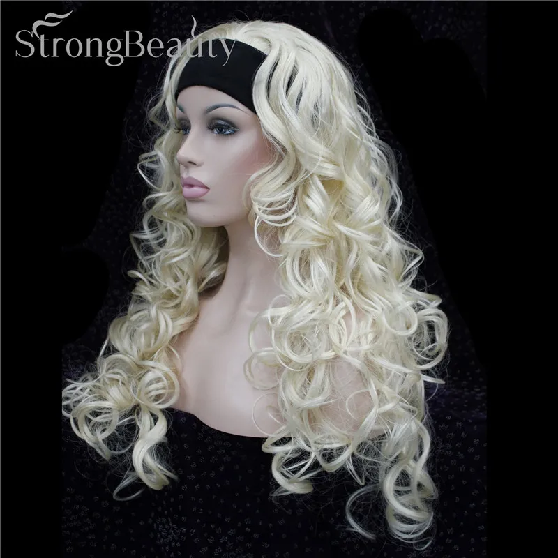 StrongBeauty 26 дюймов синтетический полупарик длинный кудрявый парик с повязками натуральный разрез стиль волос для женщин - Цвет: 613