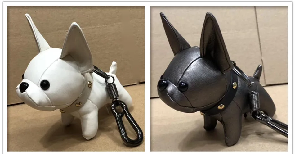 Bulldog Keychain Pu Leather France Bulldog Keychain Handbag Animal Dog Keyring Holder Bag Charm Trinket Bulldog Bag Accessories