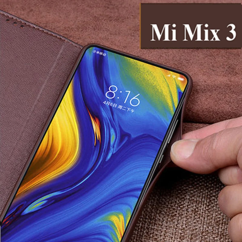 Чехол-книжка из натуральной кожи для Xiaomi mi Mix3 Mix 3 чехол-накладка на заднюю панель