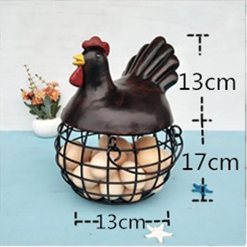 

Metal Hen Styling Egg Storage Basket Fruit Bread Basket Snack Case Home Ornament Decor Storage Organizer Kitchen Accessories