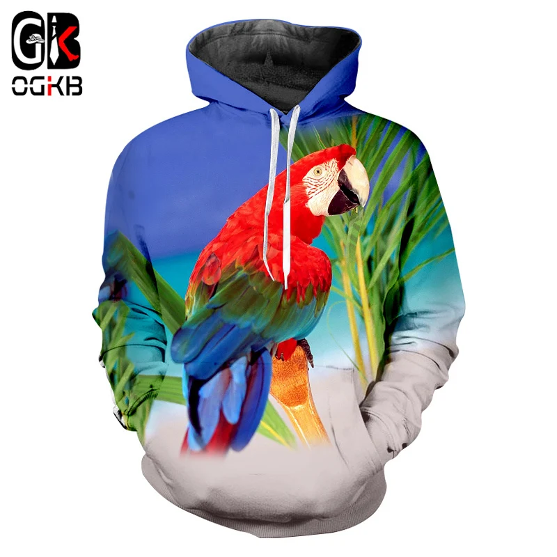 Худи OGKB с капюшоном в виде попугая осенние свободные костюмы для активного