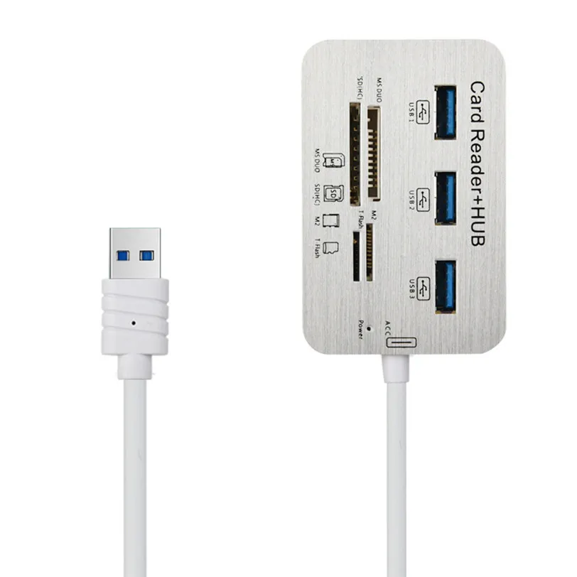 3 порта Алюминиевый USB 1 концентратор комбо с MS SD M2 TF мульти в кард ридер порт