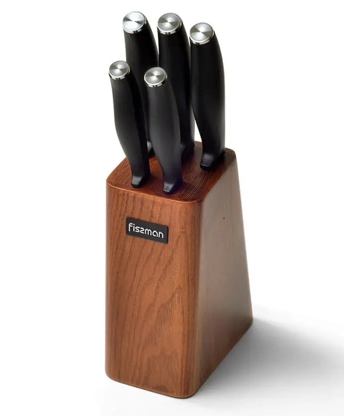 Model 2681 FISSMAN Stainless Steel Kitchen Knife Set with Wooden Knife Block-5pcs Knives inc Chef Santoku Boning Utility Paring Knife - Цвет: Model 2681