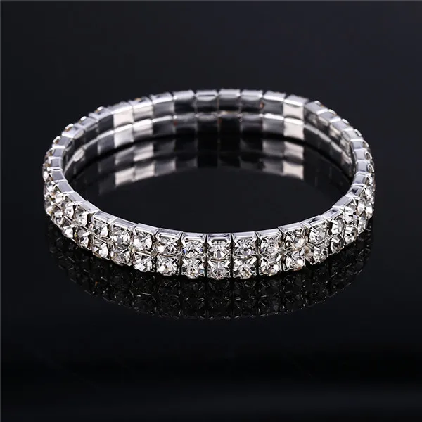 2 row crystal HOCOLE, модный Кристальный браслет, браслет, женская мода, свадебные ювелирные изделия, золото/серебро, стразы, браслеты для женщин - Окраска металла: 2 row crystal