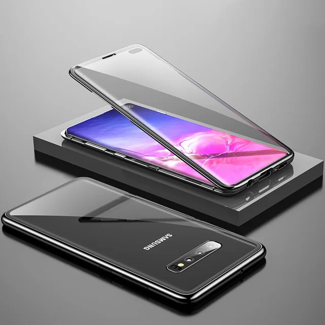 Black Frame 360 Защитная прочрачная Стекло магнитный металлический чехол для samsung Galaxy A70 A50 A40 A30 A10 A80 M10 M20 M30 A7 A9 A8 плюс крышка - Цвет: Black Frame