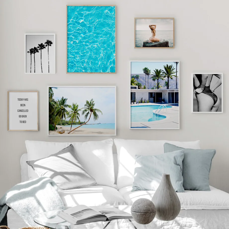 

Sea Beach Palm Tree Girl Landscape Wall Art Canvas Painting Nordic Posters And Prints Decoration Pictures For Living Room Decor