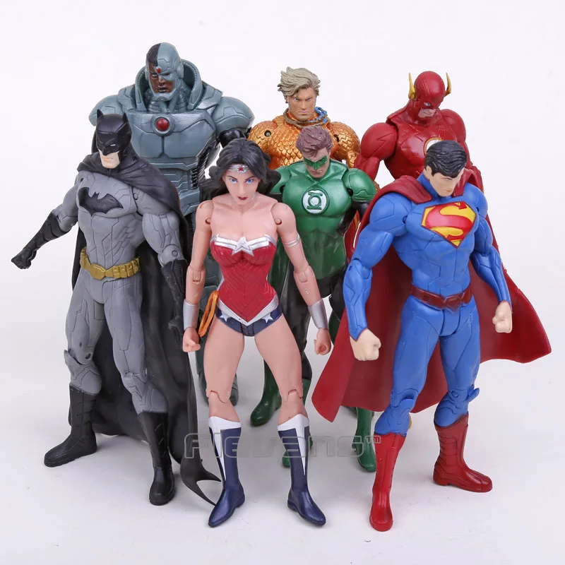 DC Comics игрушки-Супергерои 7 шт./компл. Супермен Бэтмен чудо-женщина флэш зеленый Фонари акваманские ПВХ фигурки