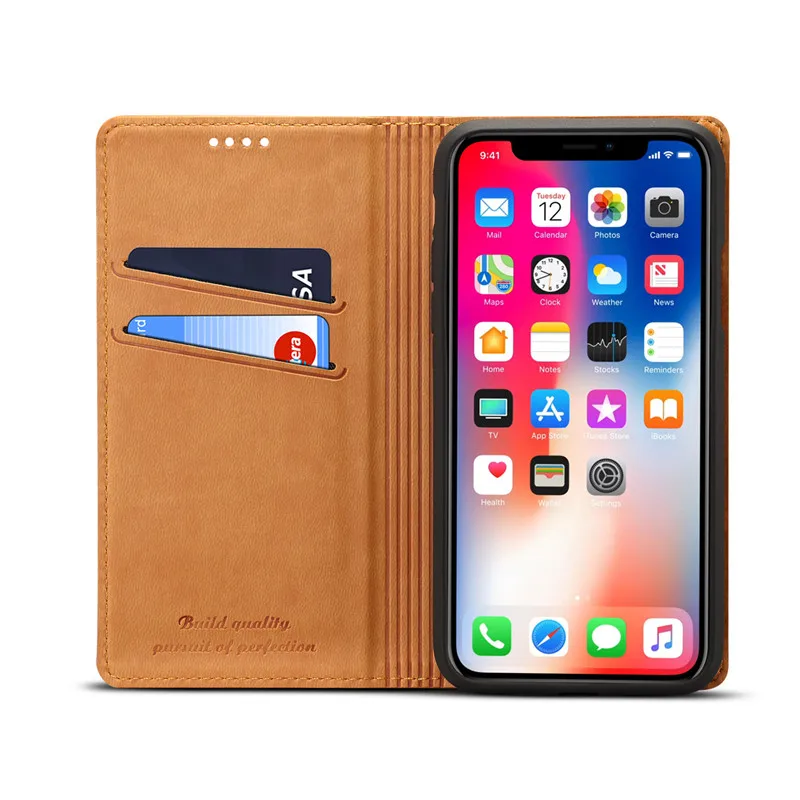 BORNDO из натуральной кожи кошелек чехол для iphone X Xs Max Xr Винтаж простые кредитной