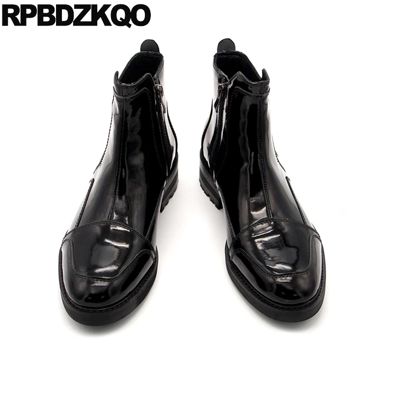 молния черный вечеринка дизайнер полные кожаные сапоги золото стильный мужская