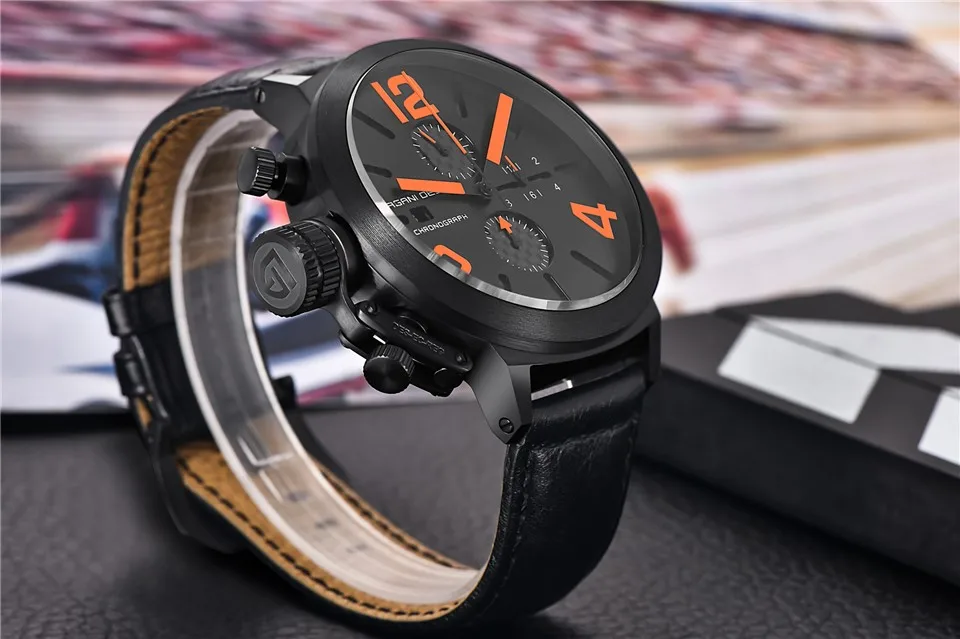 Relogio Masculino PAGANI Дизайн Черный Хронограф Спортивные кварцевые часы мужские Роскошные водонепроницаемые Авто Дата Военные Наручные часы Часы