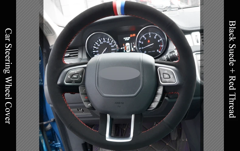 LQTENLEO черная замша DIY ручной работы Автомобильный руль Крышка для Land Rover Range Rover Evoque 2012
