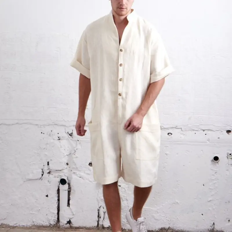 Мужской комбинезон CYSINCOS винтажный свободный хлопковый с рукавом три четверти на