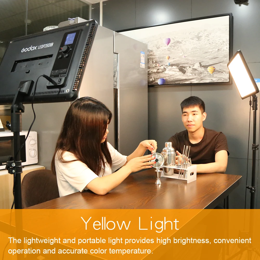 

Free DHL Godox LED Light Kit 2x LEDP-260C 3300-5600K Video Light + Light Stand + Roller Carry Bag Video Studio Lights