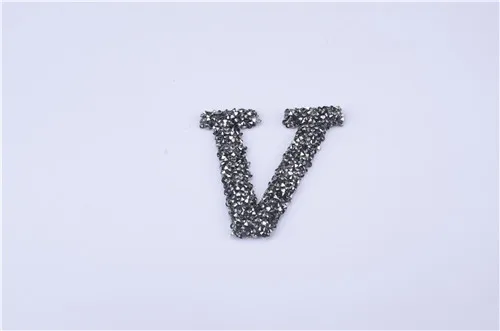 V A-Z, 1 шт., стразы, 3D алфавиты, черный бриллиант, исправление, буквы, мотивы, железные нашивки, аппликация для одежды, шляпы - Цвет: V