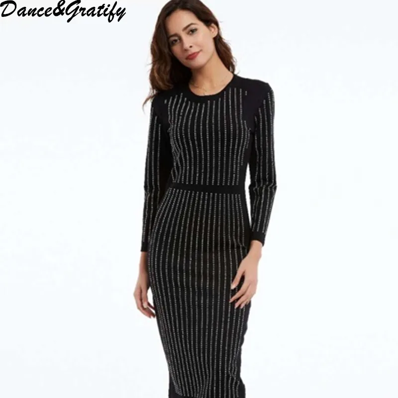 2020 пикантные женские осень зима взлетно посадочной полосы Бандажное платье