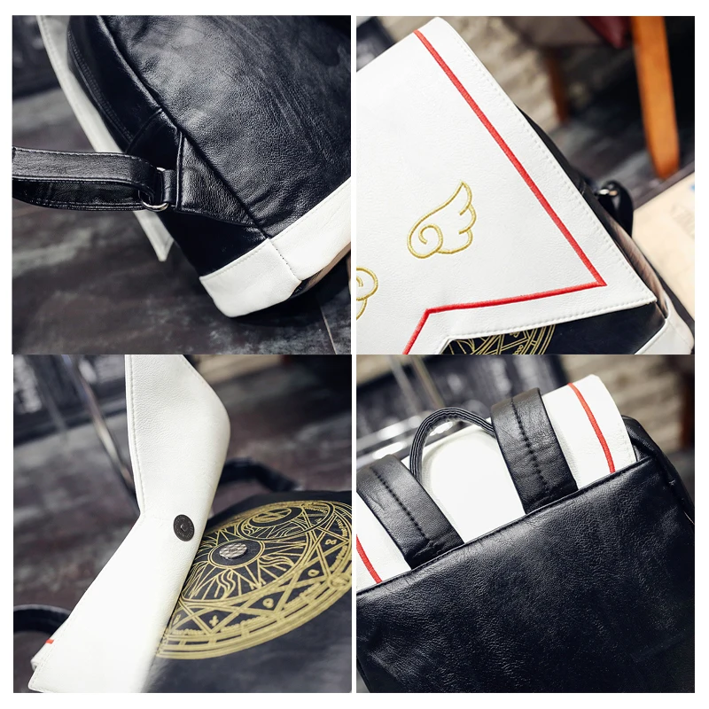 Женский рюкзак с вышитыми крыльями в японском стиле мультипликационными