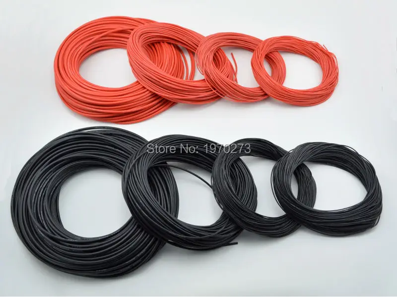 1 метр красный + Черный силиконовый провод 12AWG 14AWG 16AWG 18AWG 20AWG 22AWG 24AWG теплостойкий