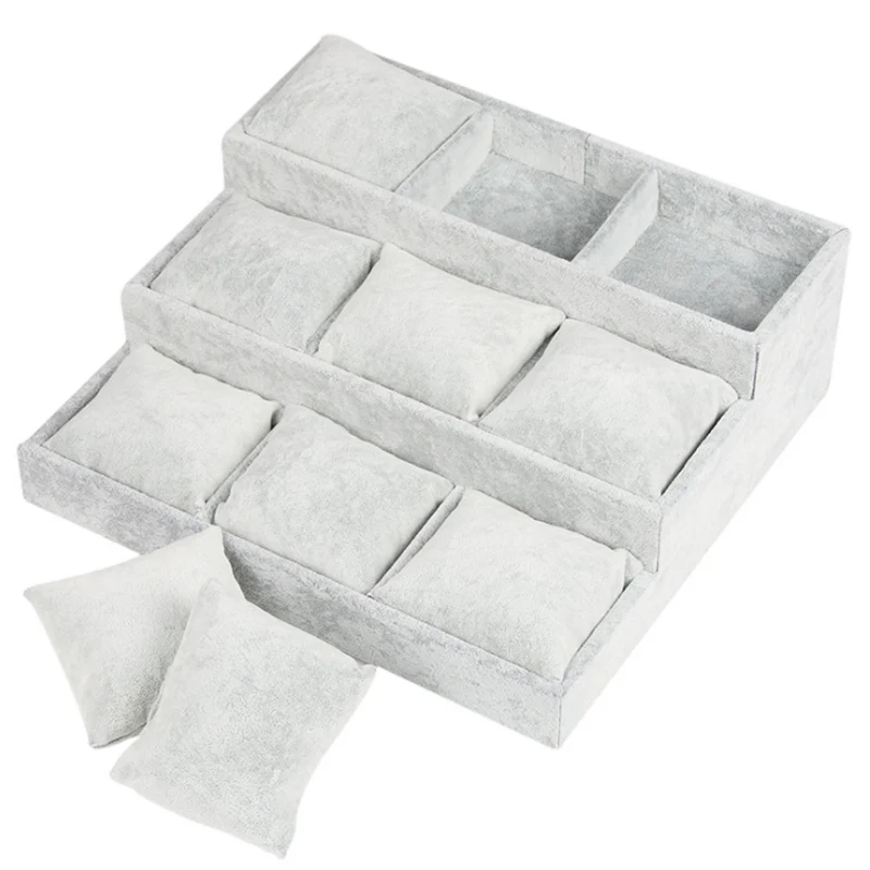 Поднос для хранения роскошных бархатных 9-сеточных органайзеров ювелирных