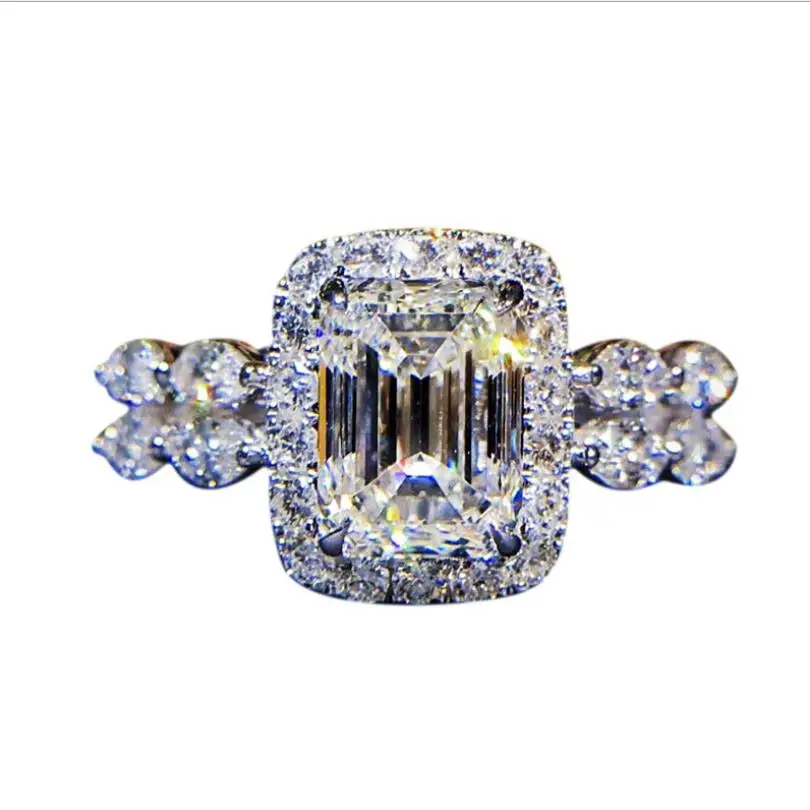 

Everoyal Роскошные хрустальные прямоугольные ювелирные кольца для женщин винтажные посеребренные кольца для девочек Аксессуары женские Bijou