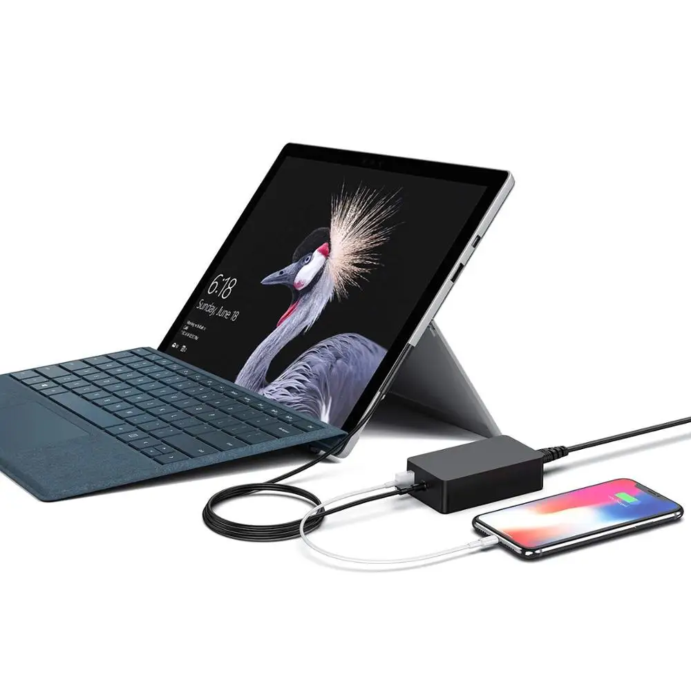 44 Вт 15 в 2.58A адаптер питания зарядное устройство для Microsoft Surface Laptop Pro 3 4 5 (2017) Book с USB
