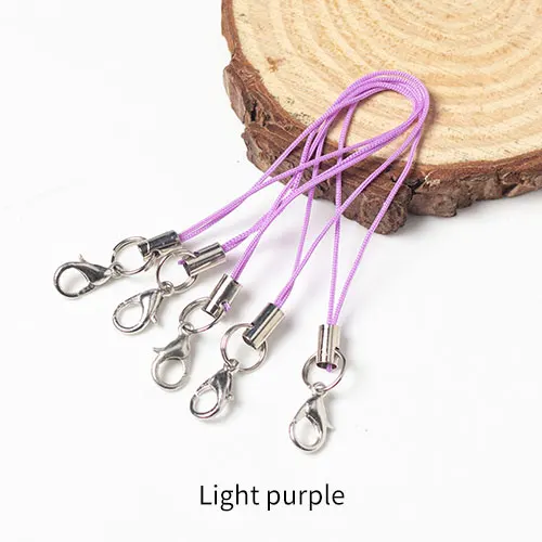 Light purple 100 шт цветные двойные круглые застежки-карабины, ремешок, шнур для сотового телефона, мобильные ремни, рукоделие, подвеска, материалы ручной работы - Цвет: Light purple