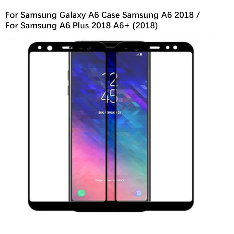 2 шт ультра тонкий протектор экрана закаленное стекло для Samsung A6 2018 полный экран