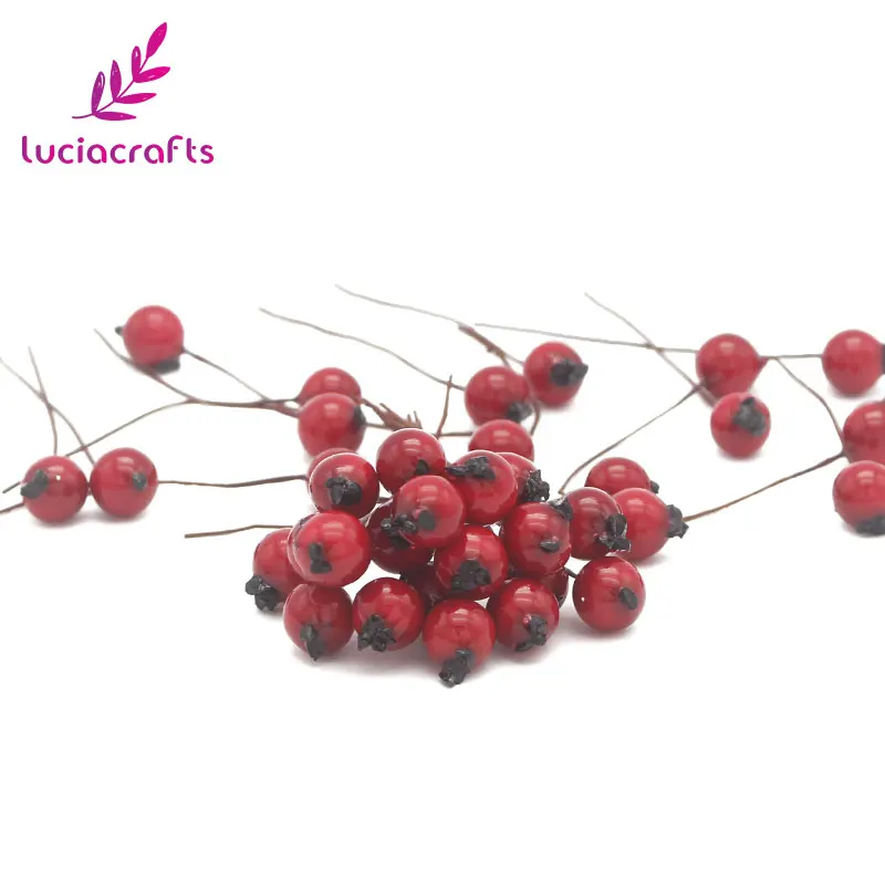 C5 Dark Red Lucia crafts, 50 шт./лот, искусственные фруктовые ягоды, гранат, вишня, тычинка, для свадьбы, дома, Рождества, декоративные, A0601 - Цвет: C5 Dark Red