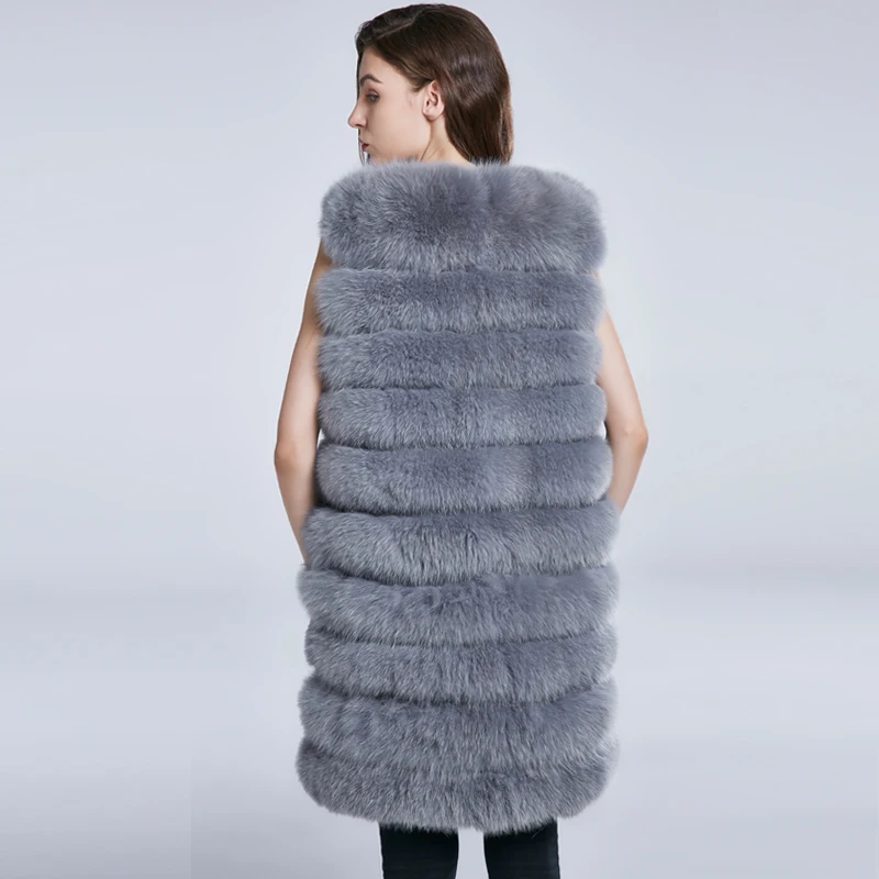 JKP Real Fox Fur Coat  Natural  Fur Vest Sleeveless coat of  Fox Fur Vest Fashion Winter Coat Removable bottom enlarge