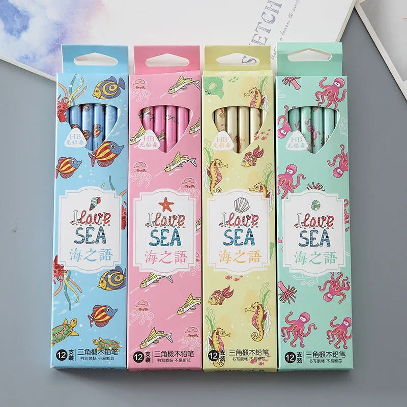 12PCS/Lot Brand Cartoon Pencil With Eraser Student Writing Stationery Set LiuJin 1687 |