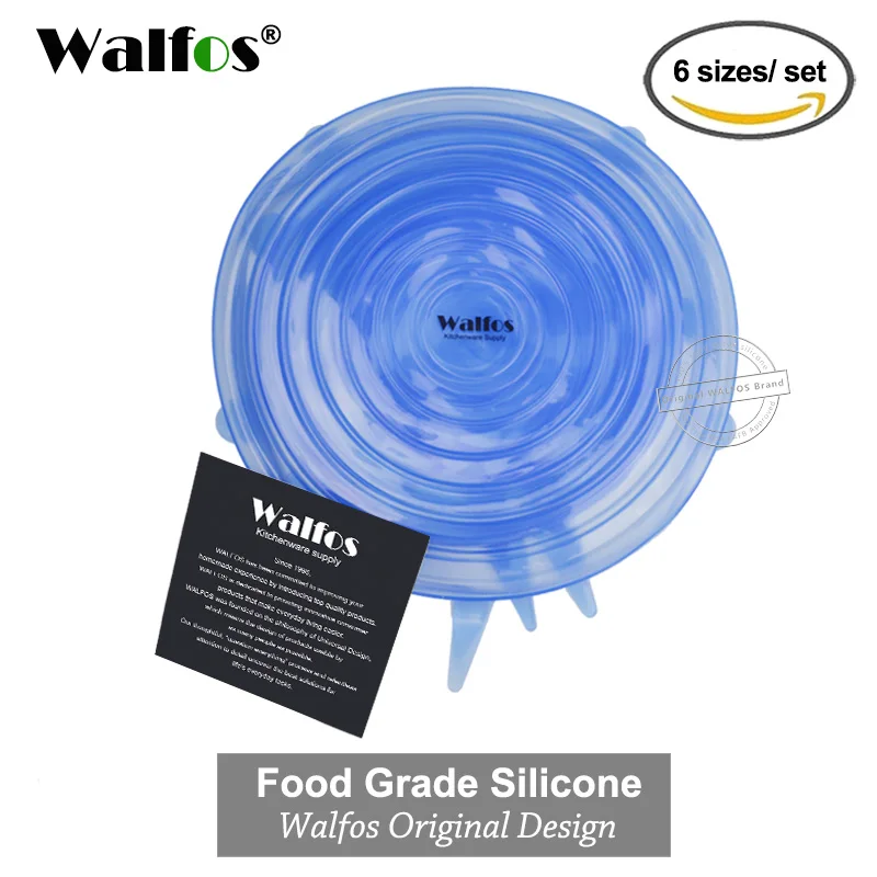 WALFOS Blue WALFOS силиконовые эластичные крышки, универсальная крышка, силиконовая пищевая упаковка, миска, крышка, силиконовая крышка, сковорода, кулинарные кухонные принадлежности - Цвет: WALFOS Blue