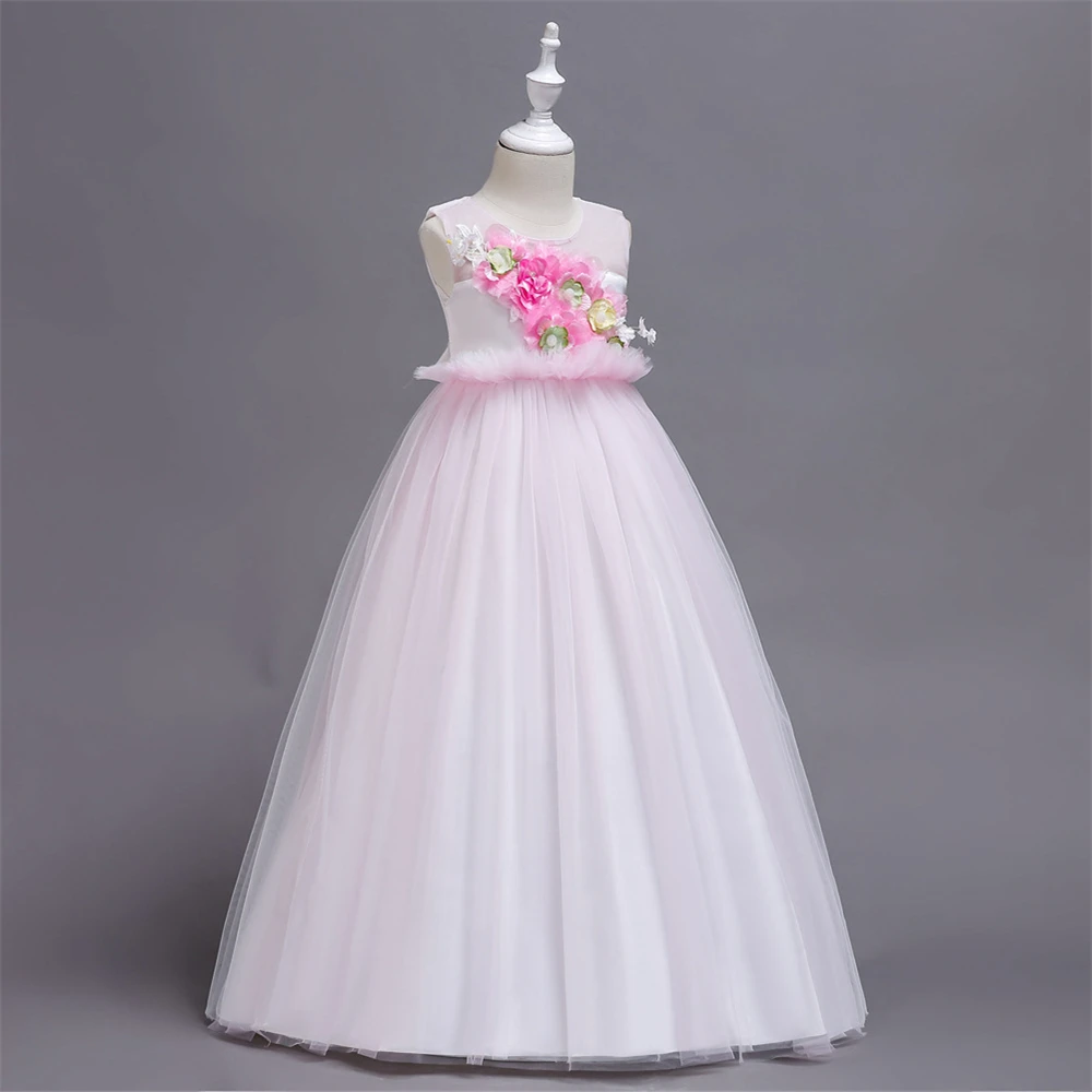 Formal Kids Floral Dresses for Girls Evening Gowns Mesh Wedding Party Ceremony Dress Child Teenage Clothing Elegant Girl Clothes | Детская
