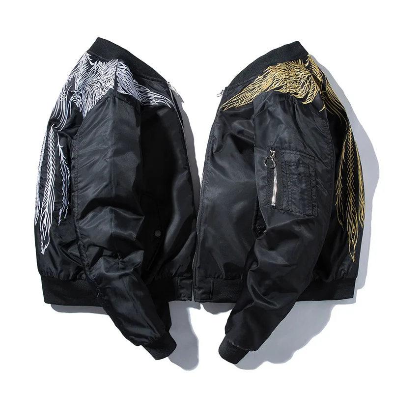 Зимняя мужская куртка-бомбер с вышивкой и перьями модная верхняя одежда Ma-1