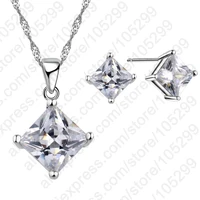 classic cz vintage necklaceearings jewelry set fine 925 sterling silver women wedding geometry pendant party accessories