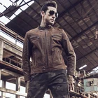 Мужская кожаная куртка-бомбер, черная винтажная мотоциклетная куртка из натуральной кожи, Осень-зима 2017