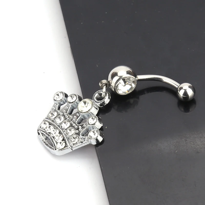 Белая подвеска с кристаллами в форме короны для боди-арта защитой от проколов